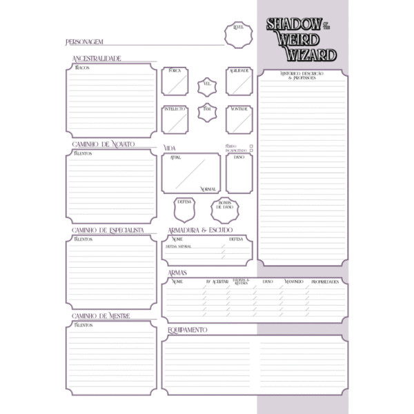 Shadow of the Weird Wizard - Ficha de Personagem (PDF)