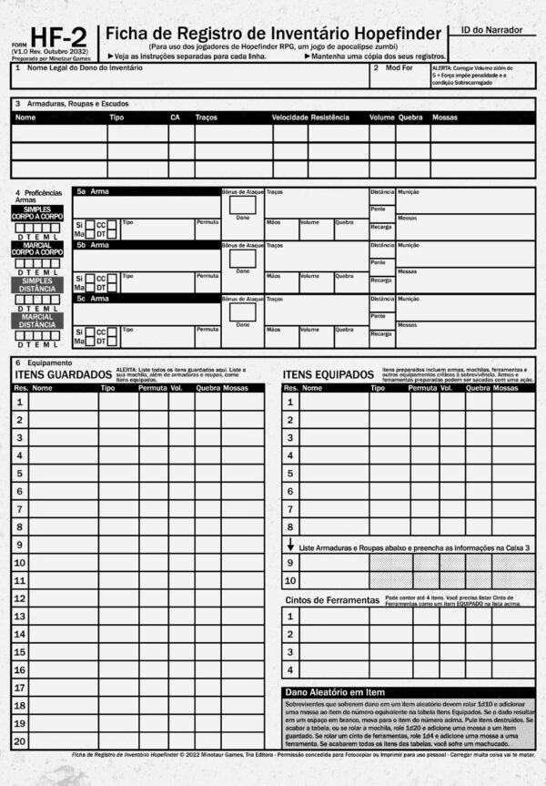 Hopefinder - Ficha de Personagem (PDF) - Imagem 2
